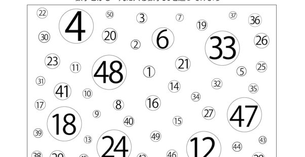 跳躍性眼球運動初級トレーニングシート 数字あり