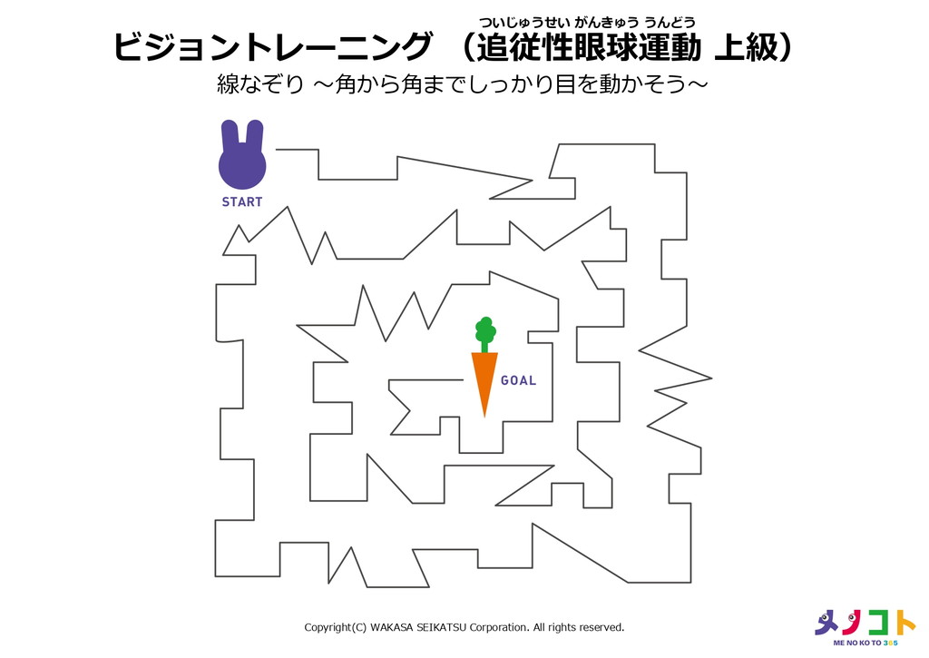 ビジョントレーニング追従性眼球運動上級 線なぞり 角から角までしっかり目を動かそう メノコト365 Byわかさ生活