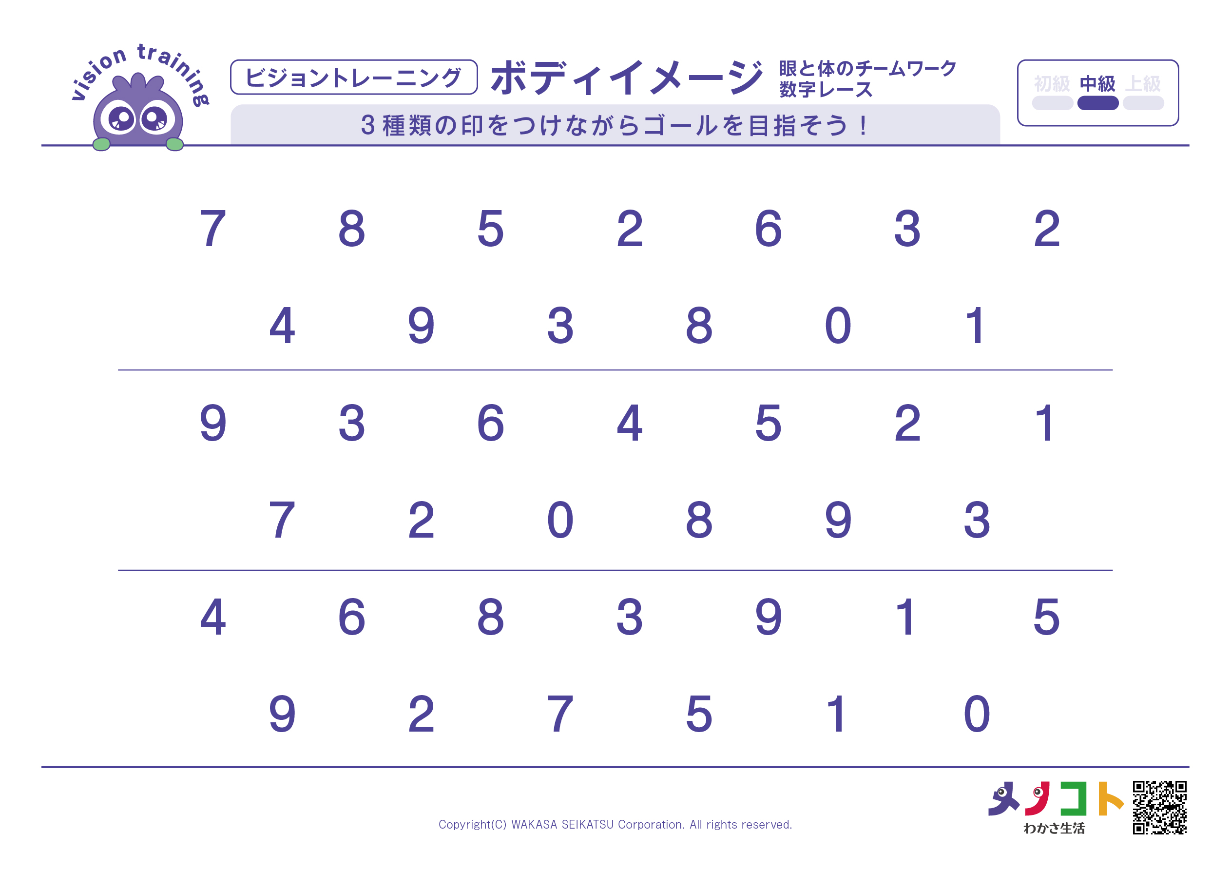 数字レース　眼と体のチームワーク中級ビジョントレーニング