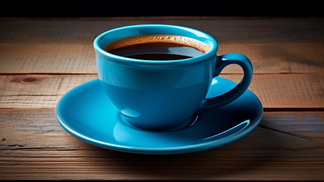 青い色の食材は苦味を感じやすくなるといわれており、青いカップに入ったコーヒーの写真　目の不思議と視覚にまつわる面白い雑学