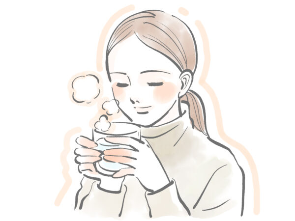 年齢を重ねてもきれいに見える人は無理をしない　疲れを溜めない　ほっこりする女性のイラスト