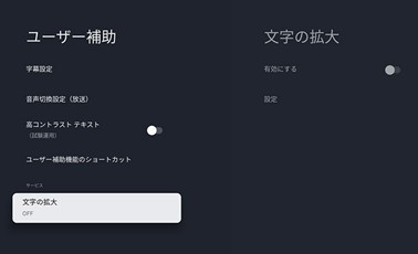 BRAVIAのユーザー補助機能