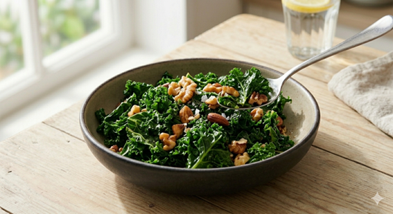 ルテインを含むケールとナッツのサラダ