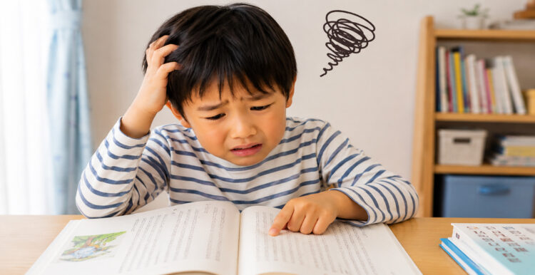 子どもが本を読むさいに困っている